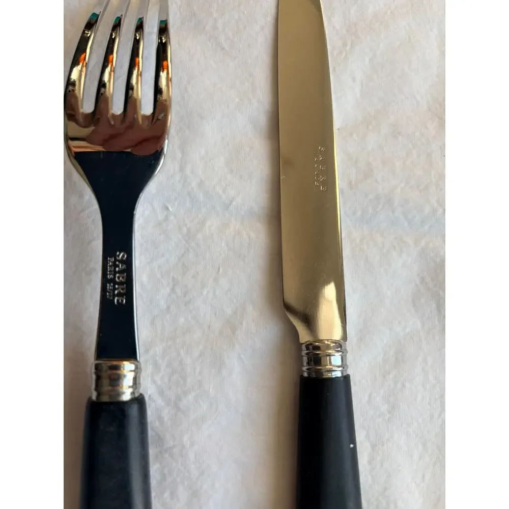 NEW Sabre Paris Nature Black press wood Flatware Set – Dinner Fork & Knife